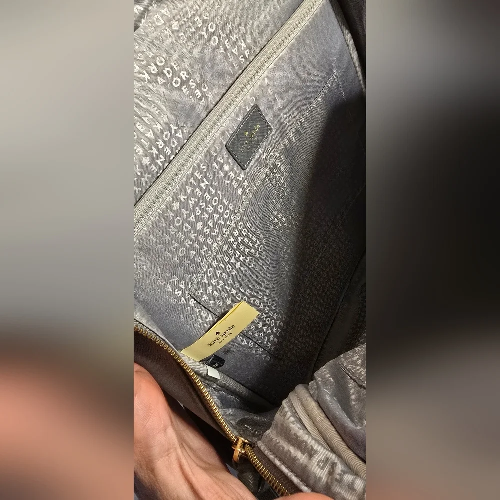 Kate Spade Grey Leather Backpack Gold Hardware Pebbled Mini Bag Purse